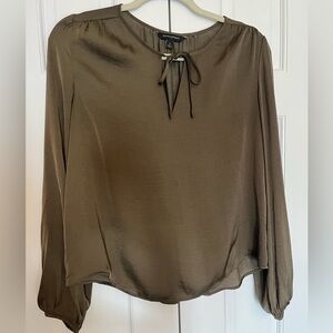 Banana Republic Olive Blouse with Tie Neck